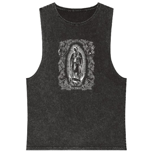 Virgen De Guadalupe Guadalupe'S Virgin Christian Mineral Wash Tank Tops