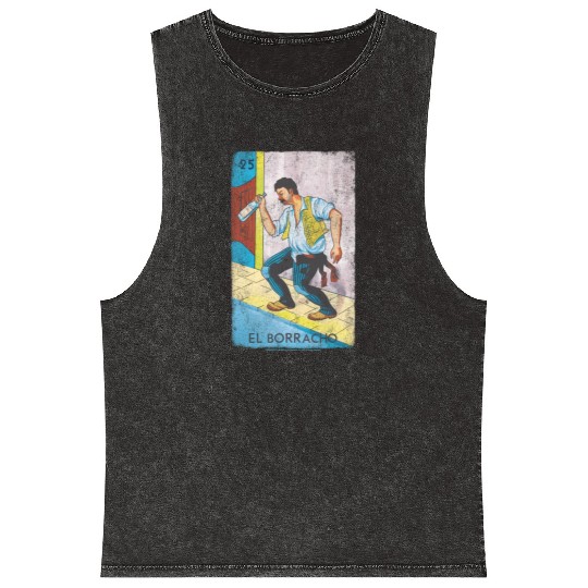 Loteria El Borracho Colorful Tarot Card Mineral Wash Tank Tops