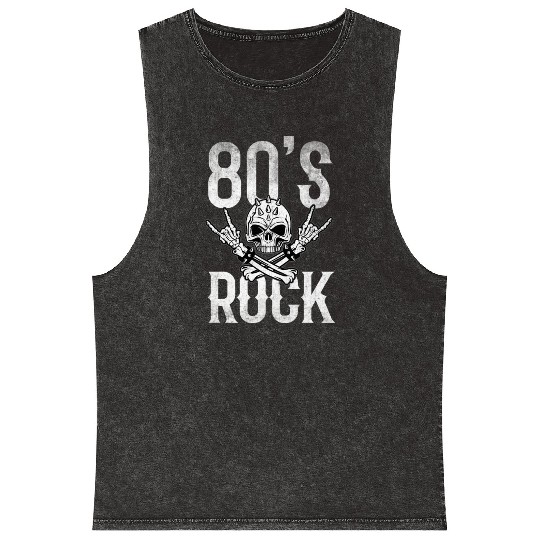 80S Rock And Roll Distressed Music Guitar Band Mineral Wash Tank Tops