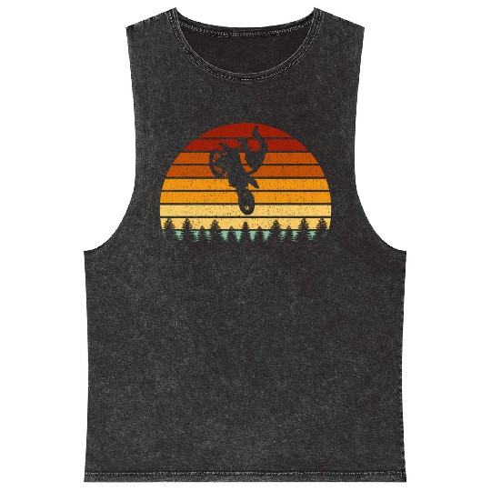 Sunset Motocross For Bikers Motocross Racers Mineral Wash Tank Tops