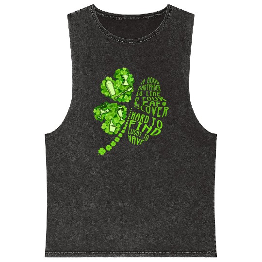 A Bartender Is Like A Four Leaf Clover Patrick'S Mineral Wash Tank Tops