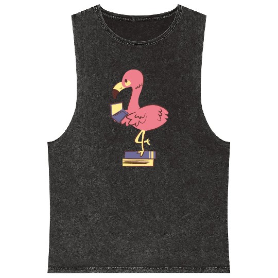 Flamingo Using A Laptop Mineral Wash Tank Tops