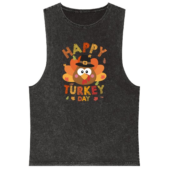 Happy Turkey Day 2021 Autumn Fall Thangiving Mineral Wash Tank Tops