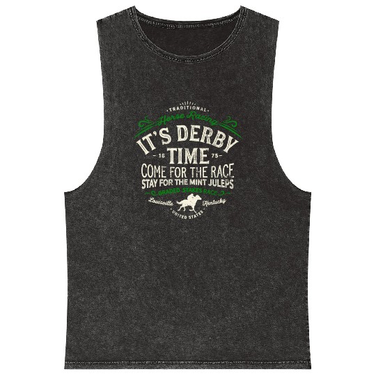 Derby Time Louisville Kentucky Horse Racing Mineral Wash Tank Tops