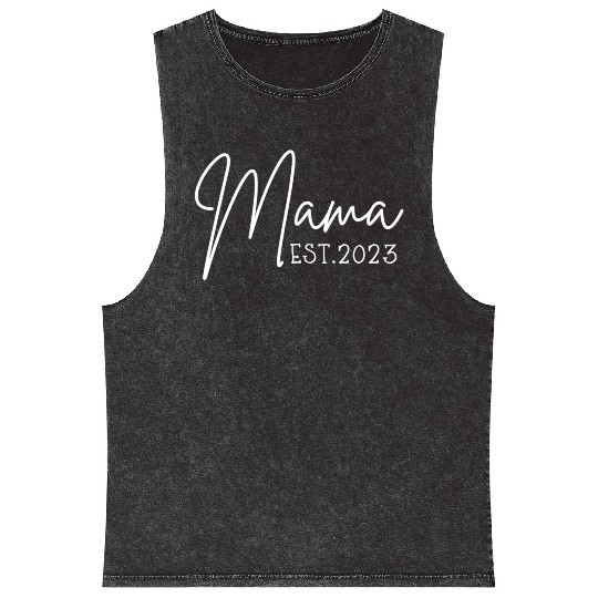 Mama Est 2023 Pocket Promoted To Mama Pregnancy Mineral Wash Tank Tops