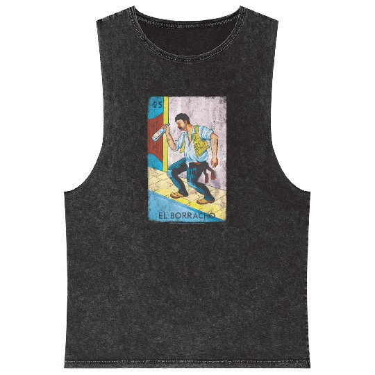 Loteria El Borracho Colorful Tarot Card Mineral Wash Tank Tops