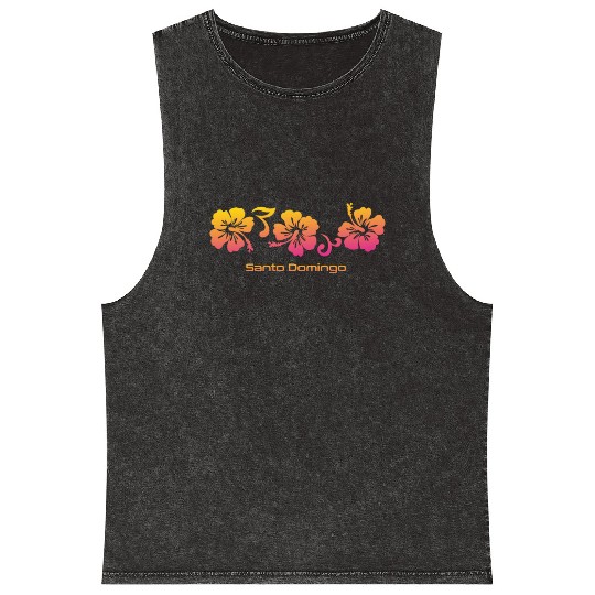 Santo Domingo Dominican Republic Hibiscus Mineral Wash Tank Tops