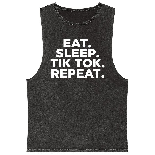 Eat Sleep tiktok Repeat retro vintage colors Mineral Wash Tank Tops