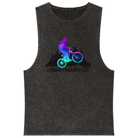 Urban Freestyler BMX Bike Rider Tye Dye Mineral Wash Tank Tops