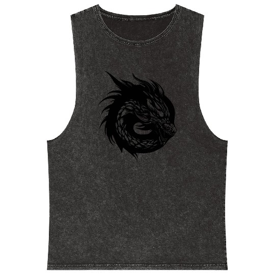 Dragon Mythical Fantasy Serpent Mineral Wash Tank Tops