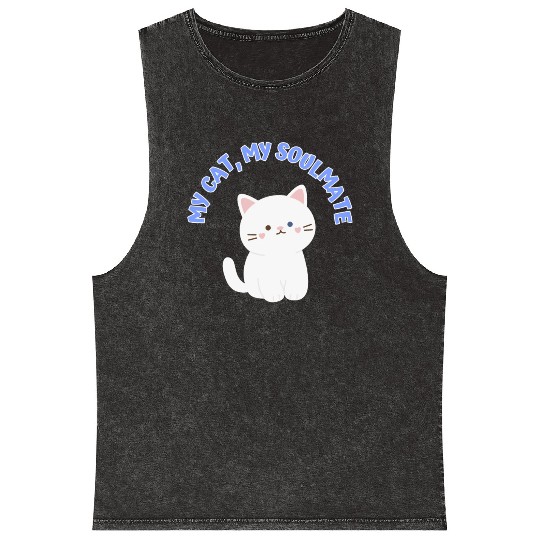 My Cat, My Soulmate, Cute Mineral Wash Tank Tops