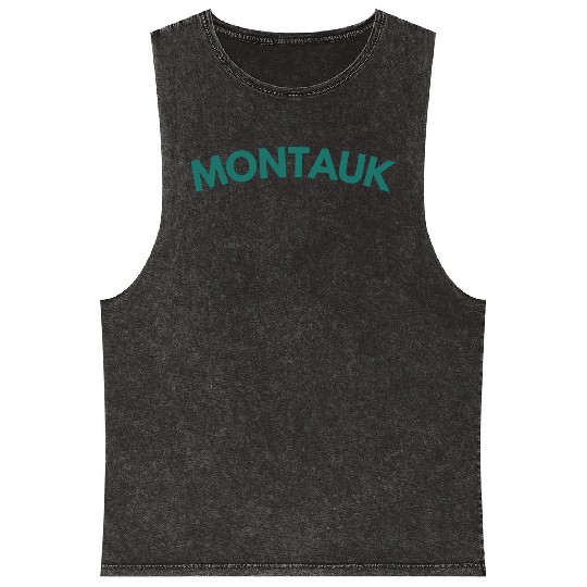 Montauk New York Vintage College Style (Green) Mineral Wash Tank Tops