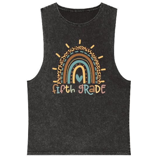 Fifth Grade Rainbow Girls Boys Teacher Team Mineral Wash Tank Tops