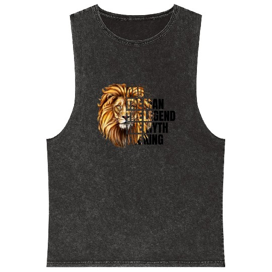 Dad the Man the Legend Leopard Lion Png Mineral Wash Tank Tops
