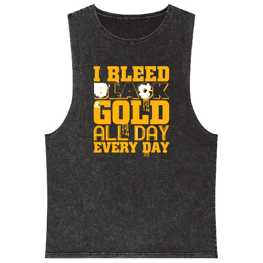 I Bleed Black And Gold Mineral Wash Tank Tops