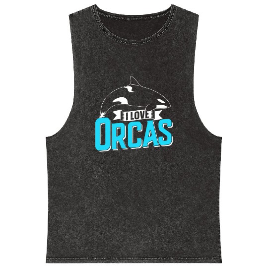 I Love Orcas Orca Whale Sea Mineral Wash Tank Tops