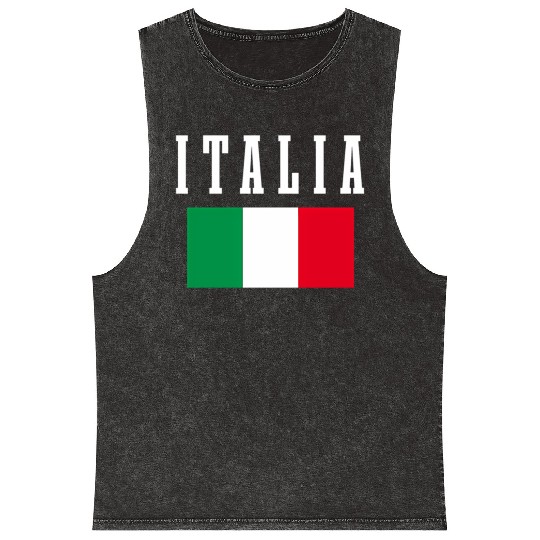 Italia Italian Flag Italy Pride Mineral Wash Tank Tops
