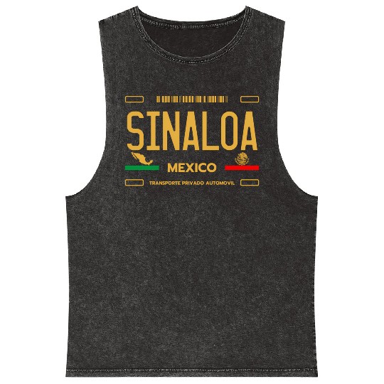 Sinaloa Meco License Plate Aesthetic Sinaloa Mineral Wash Tank Tops