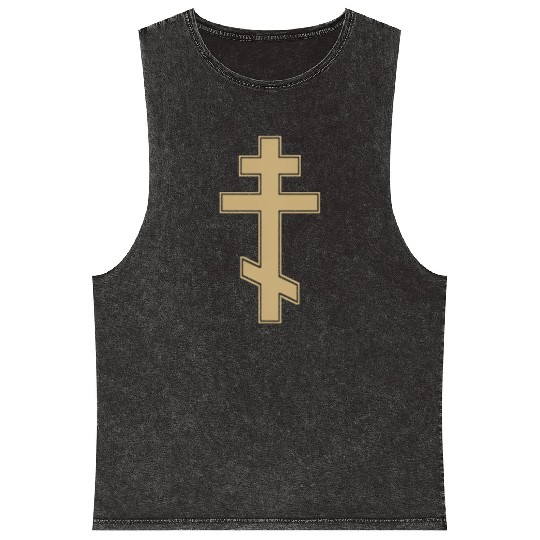 Russian Orthodox Cross Slavo Byzantine Cross Mineral Wash Tank Tops