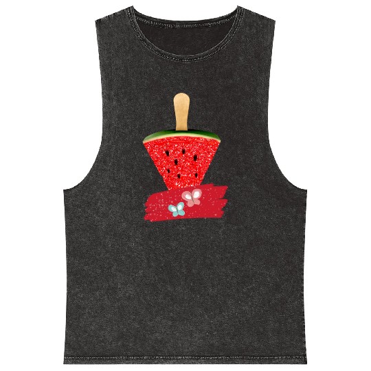 summer watermelon Mineral Wash Tank Tops