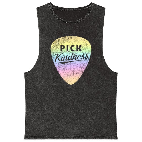 Pastel Rainbow Guitar Pick Pun Anti-Bullying Pick Mineral Wash Tank Tops