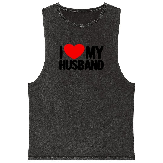 I Love My Husband Red Heart Wife I Love My Husband Mineral Wash Tank Tops