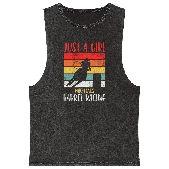 Barrel Racing Cowgirl Vintage Mineral Wash Tank Tops