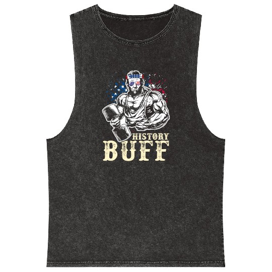 History Buff Independence Day Lincoln Patriot USA Mineral Wash Tank Tops