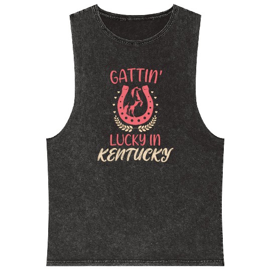 Gattinâ€™ Lucky In Kentucky Horse Racing Derby Mineral Wash Tank Tops