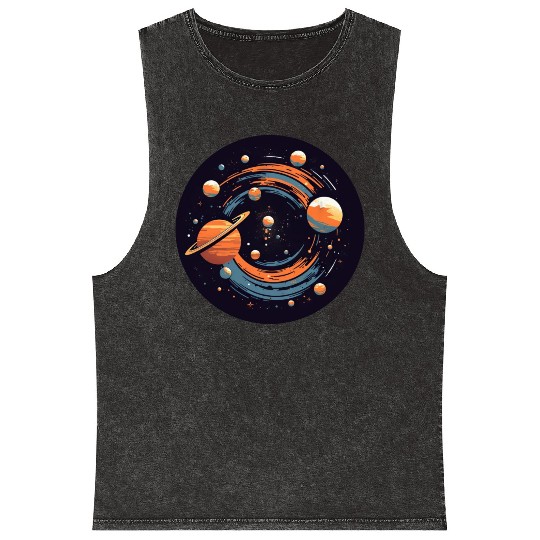 Universe Solar System Planets Mineral Wash Tank Tops