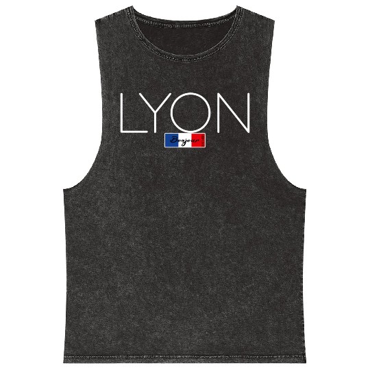 Lyon France Summer Py White Writing Mineral Wash Tank Tops
