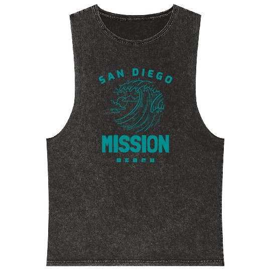 Beautiful Mission Beach San Diego California Mineral Wash Tank Tops