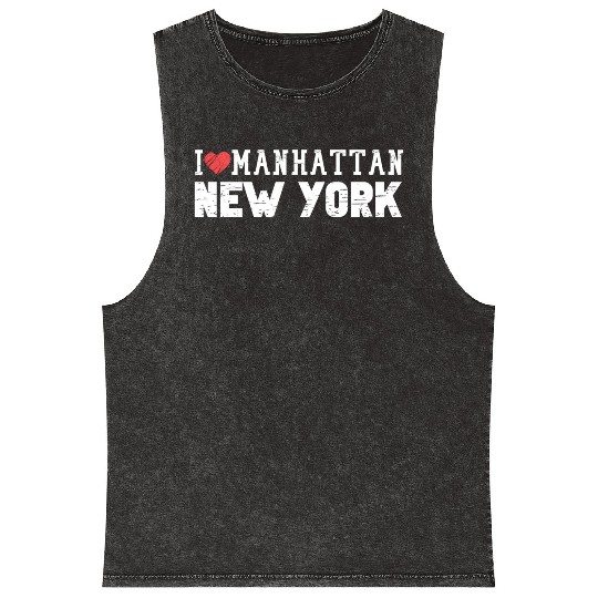 Manhattan New York Love I Heart Manhattan Ny Mineral Wash Tank Tops