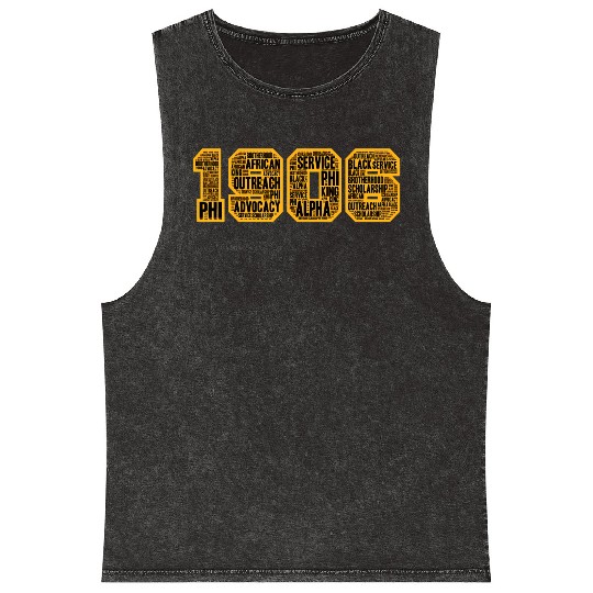 Mens Alpha African Fraternity Hand Sign 1906 Words Mineral Wash Tank Tops