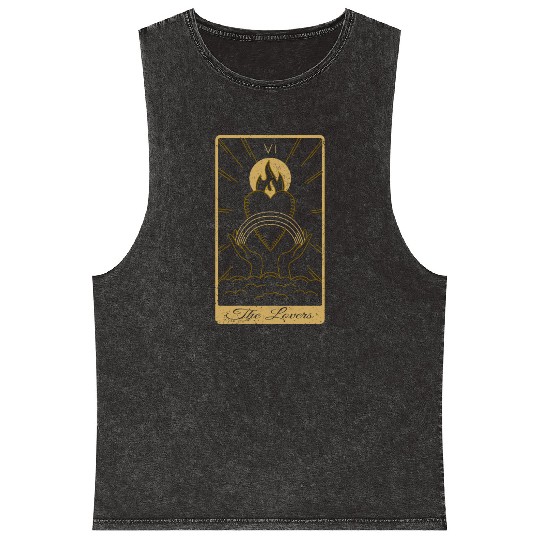 Tarot Card The Lovers Occult Gothic Halloween Mineral Wash Tank Tops