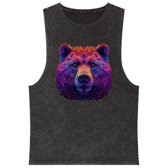 Neon Grizzly Mineral Wash Tank Tops