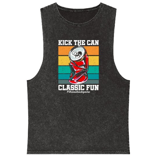 Kick the Can Classic Fun Street Game 90s Kid Mineral Wash Tank Tops