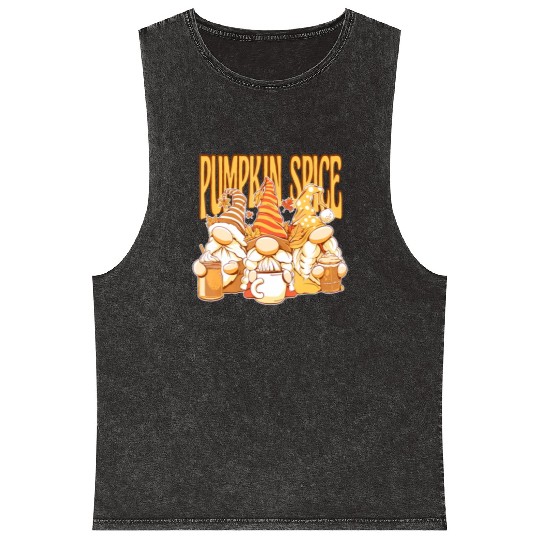 Gnomes Autumn Season Pumpkin Spice Hallothanksmas Mineral Wash Tank Tops