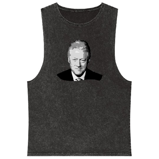 Bill Clinton Grayscale Pop Art Mineral Wash Tank Tops