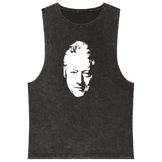 Bill Clinton White On Black Pop Art Mineral Wash Tank Tops