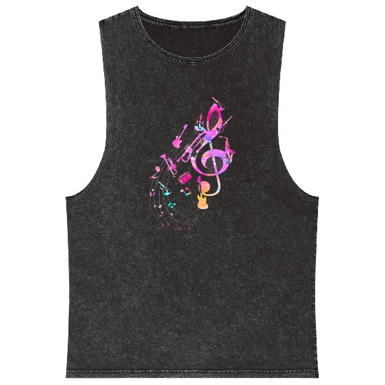 Musical Instrument music nout Musician Treble Mineral Wash Tank Tops