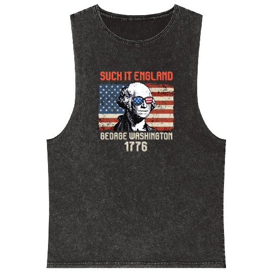 Suck it England George Washington 1776 USA Mineral Wash Tank Tops