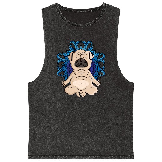 Zen Buddhism Meditation Gift Dog Lover Women Yoga Mineral Wash Tank Tops