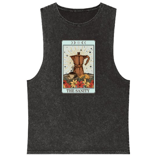 Coffee Tarot Card The Sanity Mineral Wash Tank Tops