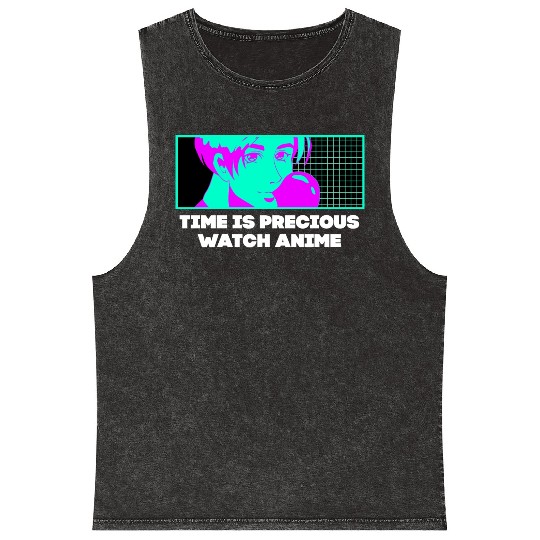 Time Is Precious Watch Anime Kawaii Japanese Cute Mineral Wash Tank Tops