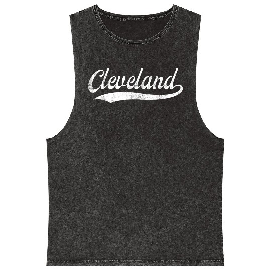 Vintage Cleveland Ohio Distressed Mineral Wash Tank Tops