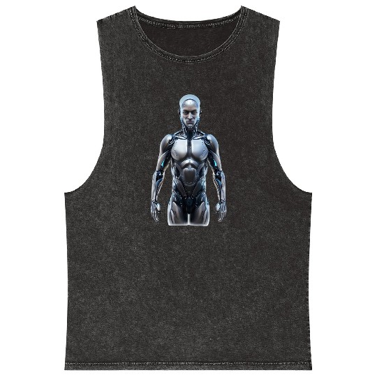 Futuristic robot with AI Mineral Wash Tank Tops