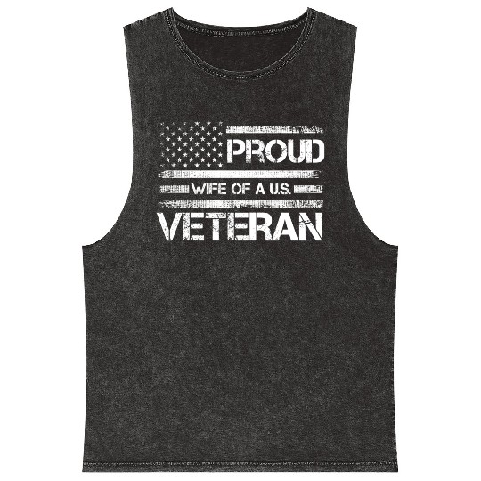 Veterans Proud Wives Of Us Veterans American Flag Mineral Wash Tank Tops