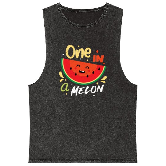 One In A Melon Watermelon Fruitarian Summer Fruit Mineral Wash Tank Tops