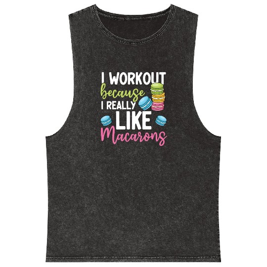 Funny Macaron Workout Ice Cream Sandwich Macaron Mineral Wash Tank Tops
